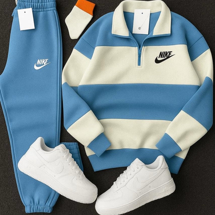 Ensemble Complet Nk™ – Sweat zippé + Pantalon + Baskets blanches + Chaussettes